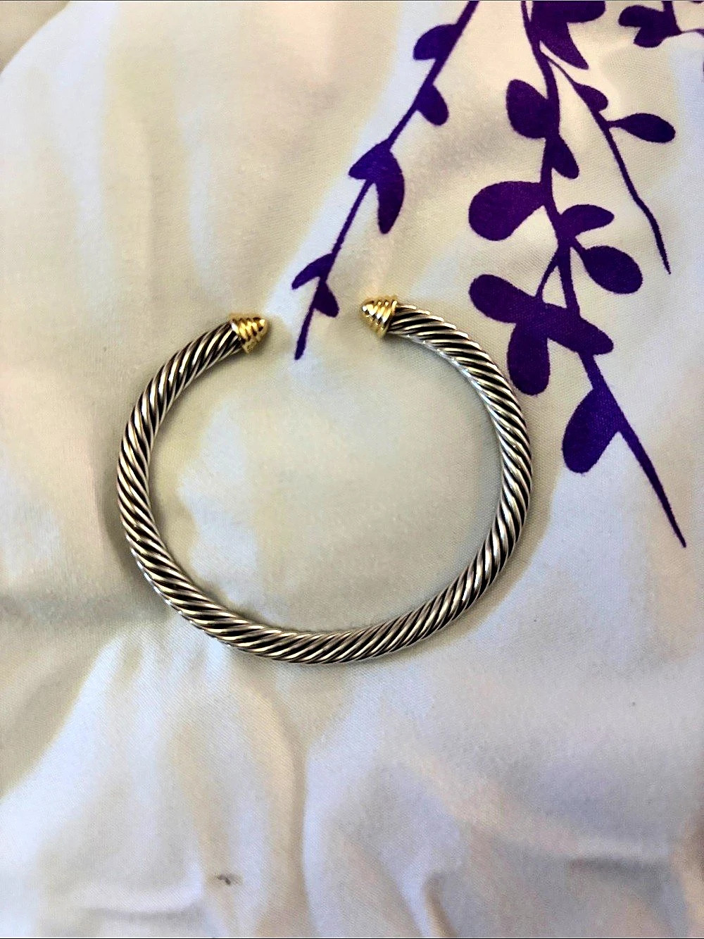 David Yurman Twisted Wire Cuff Bracelet in Gold & Silver